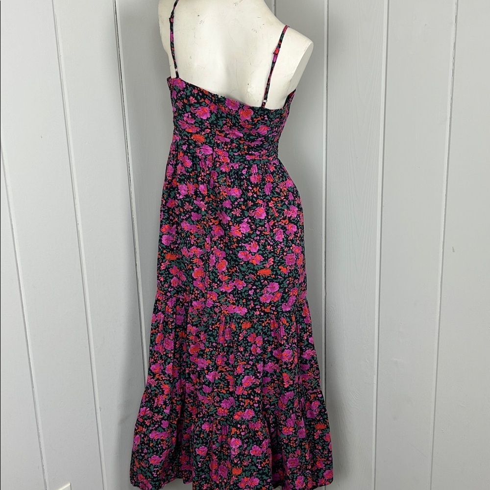 Fore Floral Tiered Boho Maxi Dress Cut Out medium Cotton Bohemian cottage core - Picture 6 of 11